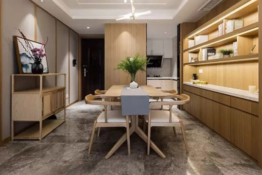 106平的新中式風(fēng)三房，原木色加上暖灰色，營(yíng)造溫馨氛圍