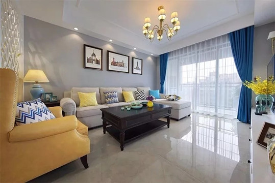 118㎡現(xiàn)代美式三居室，鞋柜+隔斷和電視墻電視柜、卡座收納柜真實(shí)用